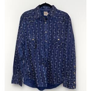 Cinch Men’s Snap Button Blue Long Sleeve Large Shirt